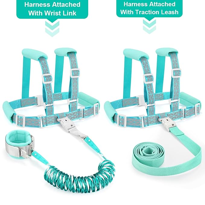 Accmor Toddler Harness Leash, Reflective Kid Harness with Anti Lost Wrist Link, Harness Leash for Toddlers, Child Walking Harness Kids Leash Wristband Belt with Lock for Baby Boys Girls to Outdoor-CubbioJoy