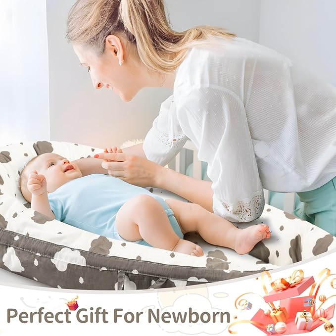 Baby Lounger- Baby Nest for 0-24 Months, Ultra Soft Organic Cotton Breathable & Portable Baby Lounger, Baby Lounger Pillow for Newborn-CubbioJoy