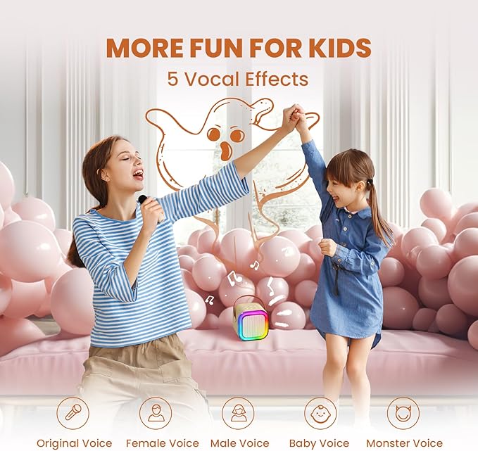 IROO Mini Karaoke Machine for Kids, 2025 TOP Toys Birthday Gifts Ideas for Girls Ages 4, 5, 6, 7, 8, 9, 10, 12+ Years Old, Portable MP3 Player with 2 Wireless Mics for Party-CubbioJoy