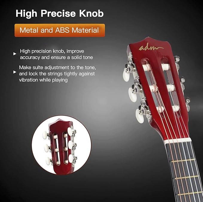 ADM Beginner Acoustic Classical Guitar 30 Inch Nylon Strings Wooden Guitar Bundle Kit for Kid Boy Girl Student Youth Guitarra Online Lessons with Gig Bag, Strap, Tuner, Extra String,Pick,Sunbrust 1-CubbioJoy