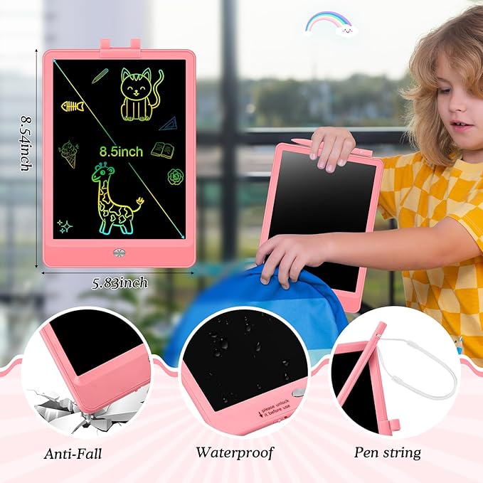 Decute Kids Toys LCD Writing Tablet with Stylus, 8.5 Inch Erasable Toddlers Doodle Board, Reusable Drawing Pad for Kids, Educational Christmas Birthday Gift for 3 4 5 6 7 8 Girls Boys Toddler Pink-CubbioJoy