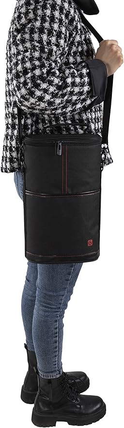 ALLCAMP 2 Bottle Wine Tote Carrier - Insulated Portable Padded Canvas Wine Bag for Travel, BYOB Restaurant, Wine Tasting, Party, Great Christmas Day Gift for Wine Lover，Black-CubbioJoy