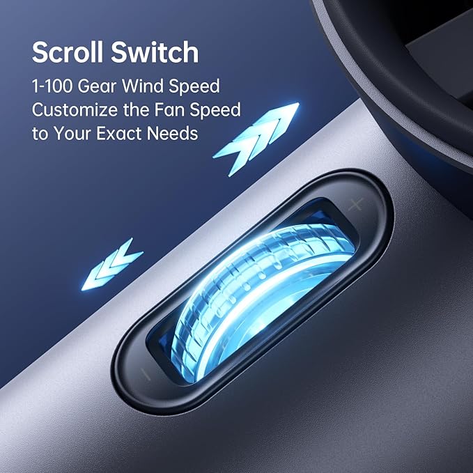 JISULIFE Portable Handheld Fan,Speed(1-100) Adjustable Turbo Mini and 3600mAh Battery Rechargeable Personal Fan,Digital Display,Gifts for Women Men Travel/Camping/Outdoor-Blue-CubbioJoy