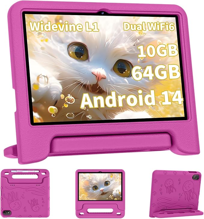 2025 Upgraded Android 14 Tablet, 10inch Kids Tablet, Octa-core CPU, 10GB+64GB+1TB Expand Tablets for Kids with Kids Space, Parental Control, 6000mAh Big Battery, HD Touchscreen Display Tableta-CubbioJoy
