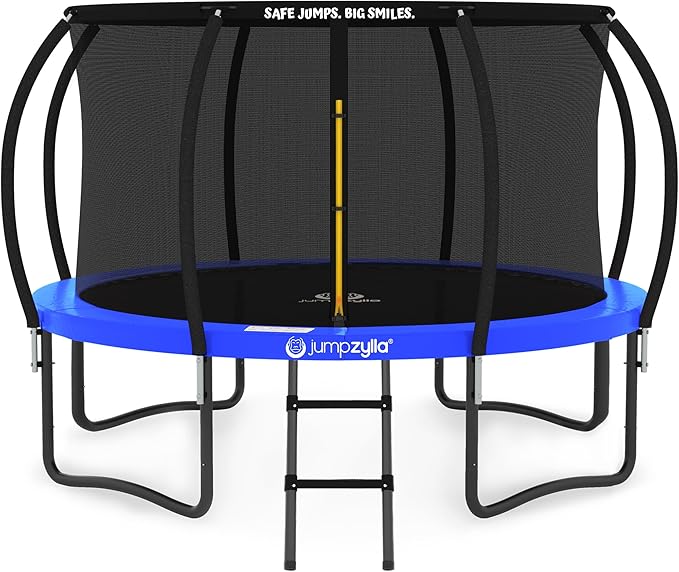 JUMPZYLLA Trampoline Outdoor 8FT 10FT 12FT 14FT 15FT 16FT with Enclosure and Ladder, ASTM Approved Recreational Trampoline for Kids and Adults, Anti-Rust Coated Frame-CubbioJoy