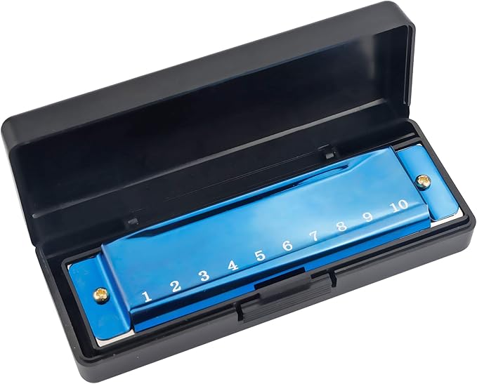 4PCS Key of C 10 Hole 10 Tones Titanium Color Harmonica with Case for Beginner Students Kids（Gold, Purple, Green, Blue）-CubbioJoy