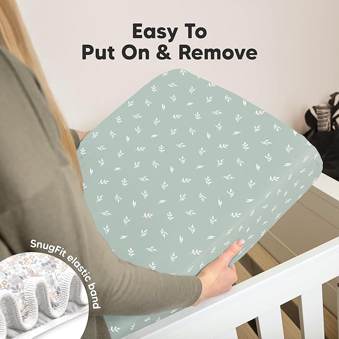 KeaBabies 2-Pack Organic Crib Sheets for Boys, Girls - 52x28 Fitted Crib Mattress Sheet Neutral, Breathable Jersey Cotton Cover for Baby Bed, Toddler Mattress, Soft & Cute Prints (Prairie)-CubbioJoy