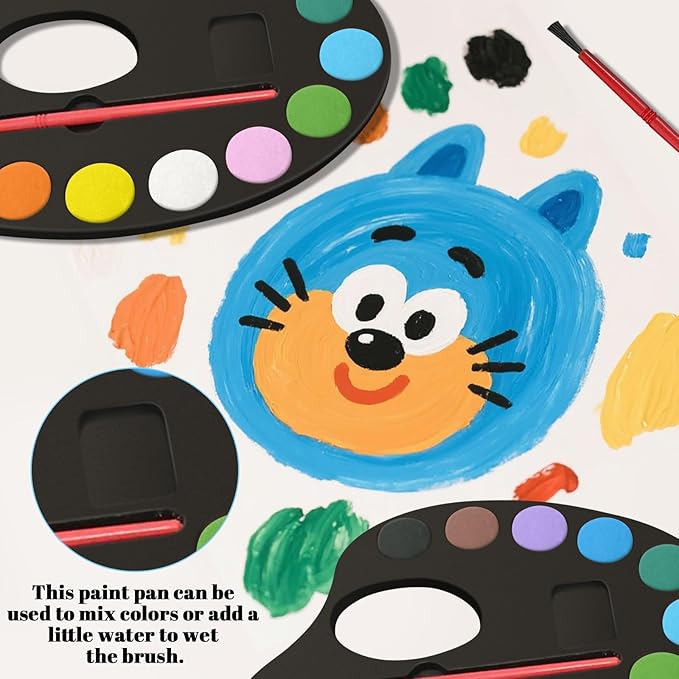 24 Pack Watercolor Paint Set Bulk, with 12 Vibrant Colors and 24 Brushes, Washable Water Color Paint Sets for Kids and Adults, Ideal Gift for Art Party Favors, School Classroom Supplies-CubbioJoy