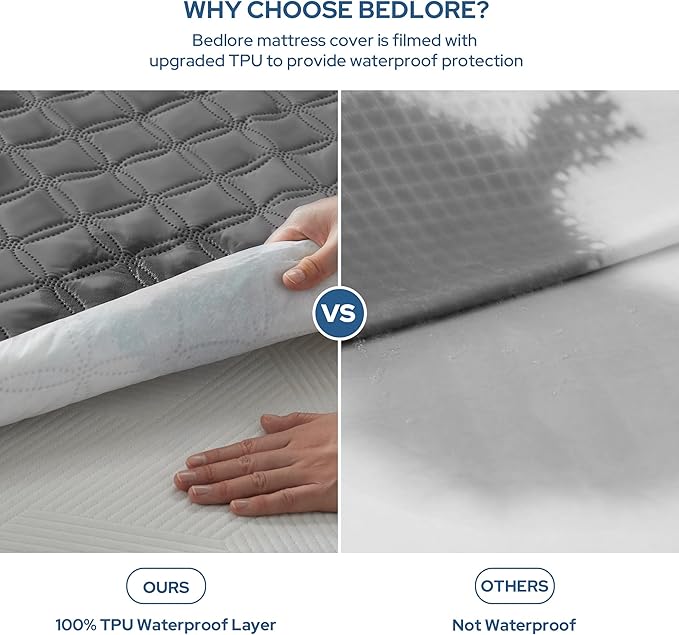 2 Pack Waterproof Mattress Protector, Full Size Mattress Pad with Deep Pocket 6"-15" Depth, Soft Breathable Dirt-Proof Single Bed Mattress Cover for Bedroom, Dorm Room (Gray)-CubbioJoy