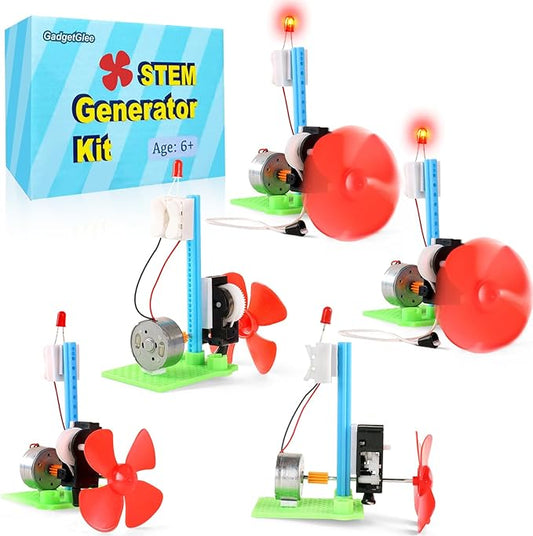 5 Bulk STEM Generator Kits for Kids, DC Motor Science Experiments, Engineering Building Projects Activities STEAM Toys, Class Educational Learning Classroom Activity, Free Energy Hand Generators Kit-CubbioJoy