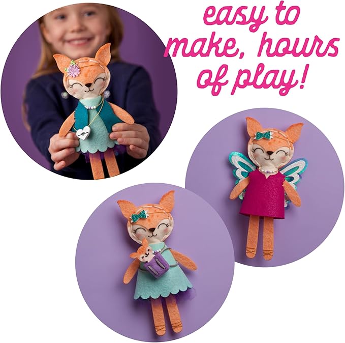 Craft-tastic – Make a Fox Friend Craft Kit – Learn to Make 1 Easy-to-Sew Stuffie with Clothes & Accessories-CubbioJoy