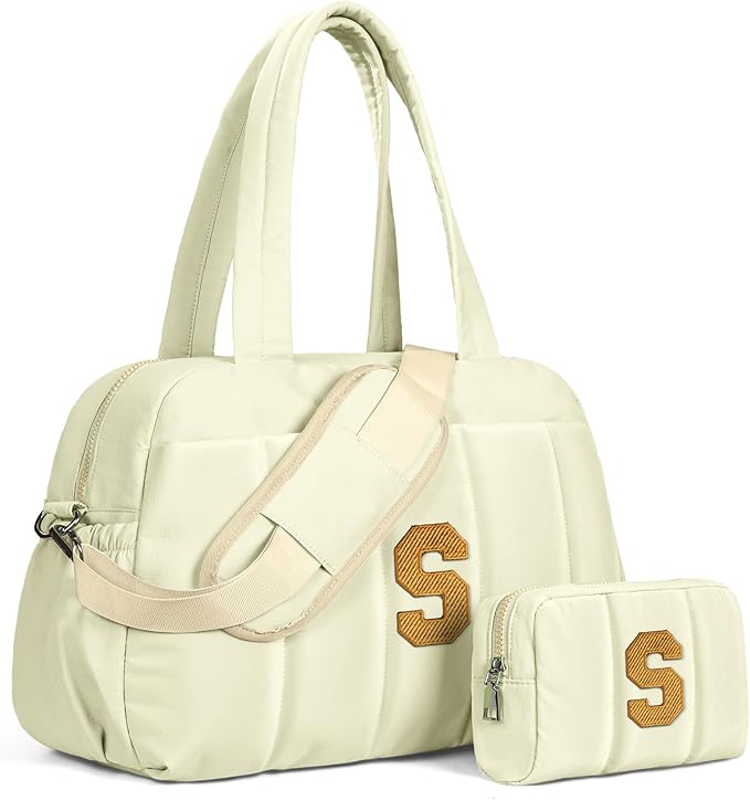 Duffle Bag for Travel Women, Travel Bags，Bridal Shower Gifts-Initial Overnight Bag with Wet Pocket，Lightweight Weekender Bags Personalized Gym Tote with Makeup Pouch-CubbioJoy