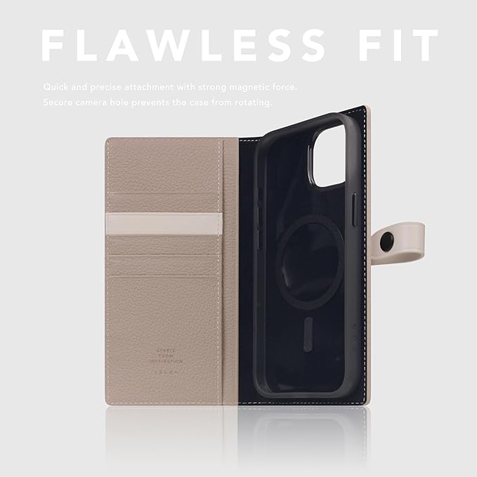 D8 Edition Full Grain Leather Wallet Case for iPhone 15 Plus - [2-in-1] Handcrafted Detachable Diary Style with Magnetic MagSafe Back Cover and Snap Closure, Gift Box Included (Light Cream)-CubbioJoy