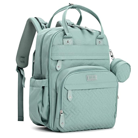 BabbleRoo Diaper Bag Backpack - Baby Essentials Travel Bag - Multi Function Waterproof Diaper Bag, Travel Essentials Baby Bag with Changing Pad, Stroller Straps & Pacifier Case – Unisex, Sage Green-CubbioJoy