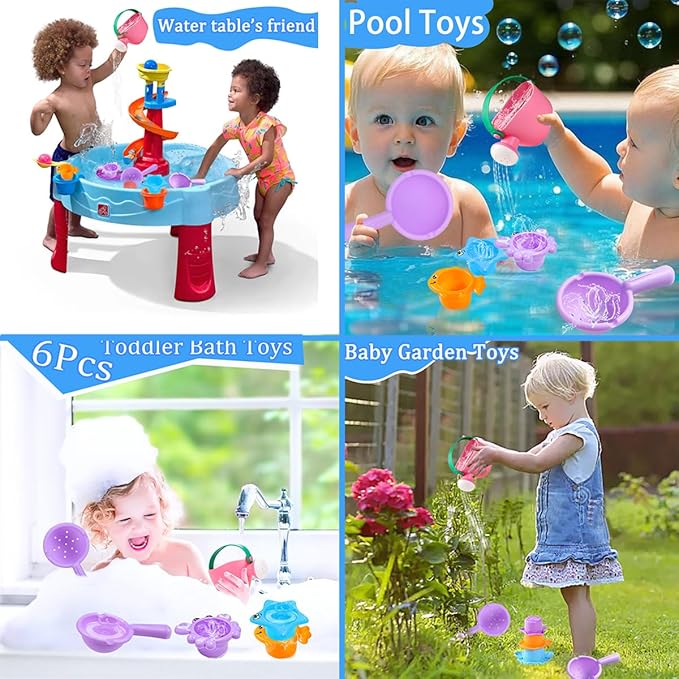 6Pcs Toddler Bath Toys for Kids Ages 1-3 Bath Toys for Babies12-18 Months Water Can Bathtub Toys for Kids Pool Toys Water Table Toys for 1 2 3 4 5 6 Years Old Girls Boys Gift-CubbioJoy