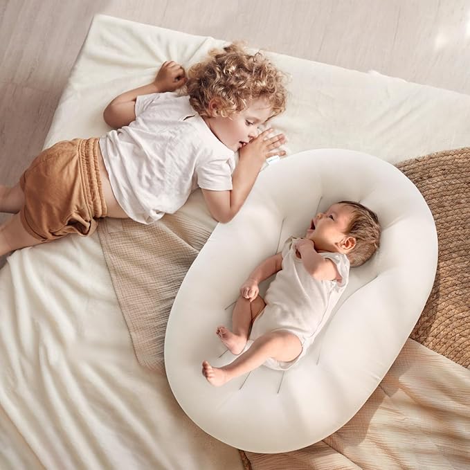 Baby Lounger for Newborn: Portable & Lightweight Pillow for Tummy Time Playtime & Diaper Changes - Skin-Friendly & Breathable for 0-12 Month Supervised Use-CubbioJoy