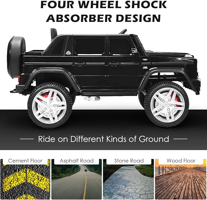 Costzon Ride on Car, Licensed Mercedes-Benz Maybach, 12V Battery Powered Vehicle Toy w/ 2 Motors, Remote Control, 3 Speeds, Lights, Horn, Music, Aux, Storage, Truck, Electric Car for Kids (Black)-CubbioJoy