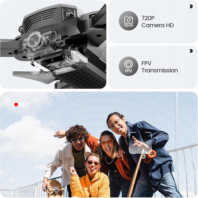 DEERC D20 Mini Drone for Kids with 720P HD FPV Camera Remote Control Toys Gifts for Boys Girls with Altitude Hold, Headless Mode, One Key Start Speed Adjustment, 3D Flips 2 Batteries, Silver-CubbioJoy