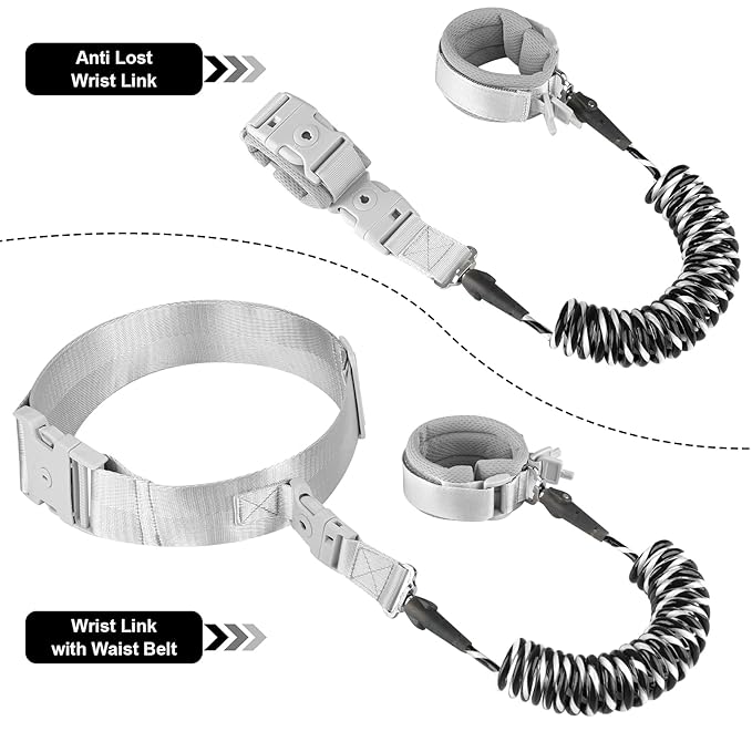 Accmor Toddler Waist Leash Belt, Reflective Baby Anti Lost Wrist Link, Kids Walking Harnesses Children Wristband Tether Leashes with Lock for Boys Girls Ages 1-4 to Outdoor Travel (Black)-CubbioJoy