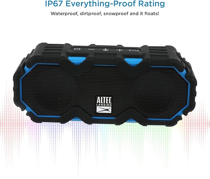 Altec Lansing LifeJacket Mini - Waterproof Bluetooth Speaker with Lights, Portable Wireless Speaker for Pool, Beach, Hiking, Sports, Camping, 16 Hour Playtime, Floats in Water-CubbioJoy