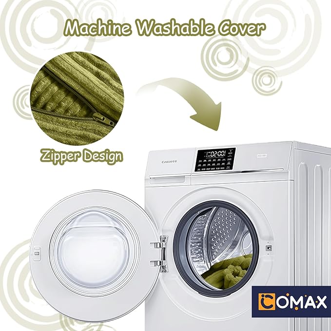 COMAX Kids Bean Bag Chair Turn into Beanbag Bed, Toddler Bean Chair Corduroy for Girl Boy Sleeping, Lazy Children Bean Bags with Filler, Convertible Child Floor Mattress, Light Green-CubbioJoy