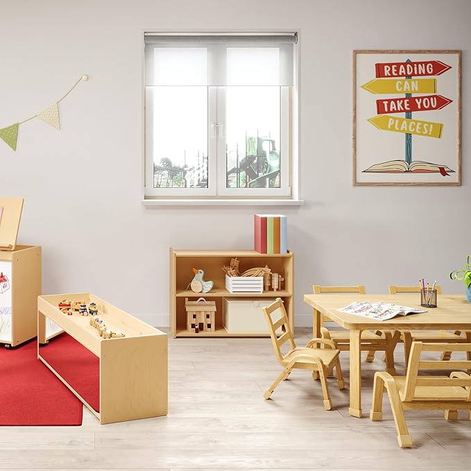 Angeles Value Line Narrow 2-Shelf Storage, Classroom Shelves and Daycare Furniture, Kids' Bookcases Cabinets & Shelves, 36" L x 12" W x 26" H-CubbioJoy