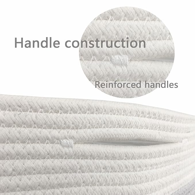 COMFY-HOMI Medium Cotton Rope Basket With Handles for Shelves|Dog Toy|Baby Gift Basket Empty for Organizing|NEW Generation 13.5" x 11" x 9.5" Living Room (Navy Blue)-CubbioJoy