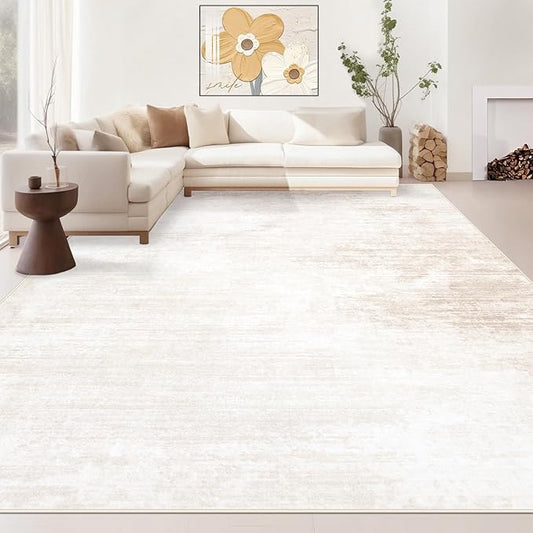 Area Rugs 8x10 Living Room: Washable Rug Modern Abstract Large Rugs Soft Non Slip Neutral Rug Stain Resistant Indoor Carpet for Bedroom Kitchen Dining Room Table Nursery Home Office Rugs(Beige,8'x10')-CubbioJoy