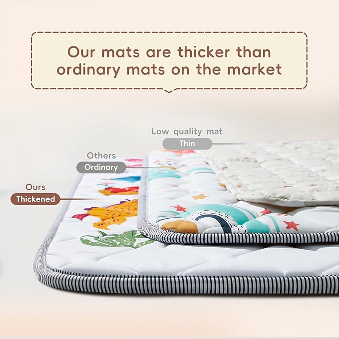 Baby Play Mat - Thicken 50x50 Inch Soft Foam Crawling Mat for Playpen & Floor, Non-Slip Waterproof Playmats for Infants & Toddlers, Portable Foldable & Machine Washable, Dinosaur & Letters-CubbioJoy