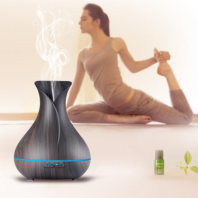 Aroma Essential Oil Diffuser, 400ml Ultrasonic Cool Mist Humidifier with Waterless Auto Shut-Off and Cleaning Kit for Home, Yoga, Office, Spa, Bedroom, Baby Room - Wood Grain-CubbioJoy