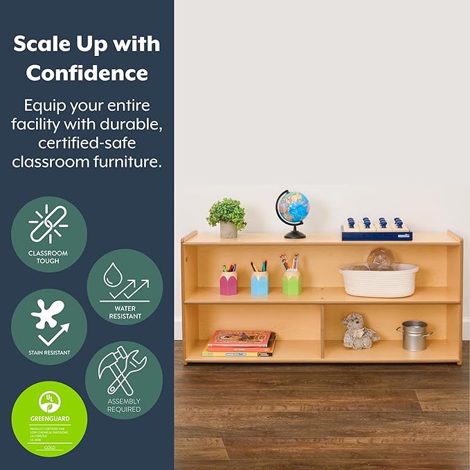 Children’s Factory Kids 2 Shelf Bookshelf Organizer, Classroom Bookshelf for Kids and Toddlers-CubbioJoy