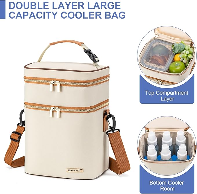 Breastmilk Cooler Bag with Ice Pack Fits 6 Baby Bottles Up to 9 Ounce-CubbioJoy