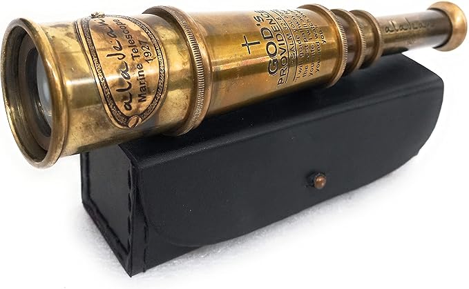 ALADEAN Vintage Spyglass Telescope Engraved PSALM 32:8 - Find Best Pathway - Inspirational Gifts Meaningful Gift Gadget Functional 16" Brass Spyglass with Brilliant Magnification in Gift Box-CubbioJoy