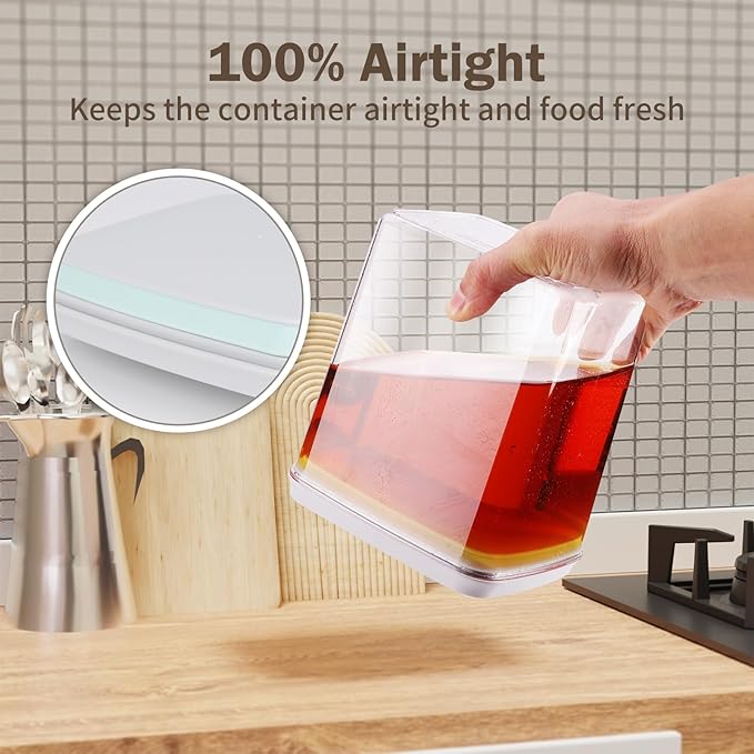 8 Pcs Pop Food Storage Containers Airtight Food Storage Containers Set with Lids Kitchen Pantry Organization and Storage, 3.4Qt, 2.8Qt, 2.1Qt, 1.2Qt-CubbioJoy