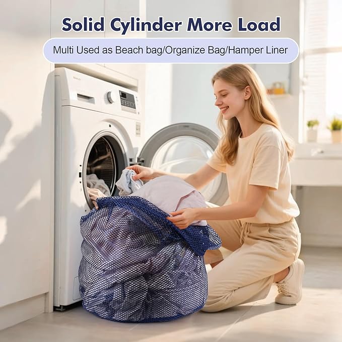 4Pcs Mesh Laundry Bags Washing Machine Mesh Wash Bags for Clothes,Underwear,Lingerie, Bed Linen with Drawstring Closure Sturdy(4 Size, Blue)-CubbioJoy