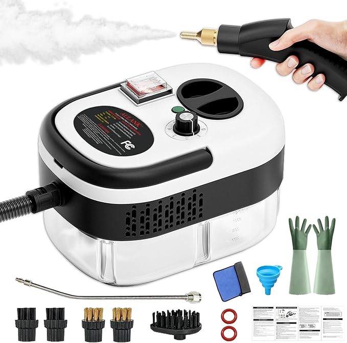 2500W Handheld Steam Cleaner,Portable Car Steamer For Auto Detailing,High-Temperature and Pressure Steam Cleaner For Home, Steam Cleaning Machine for Furniture,Kitchen,Grout,Floor,Tile (03-White)-CubbioJoy