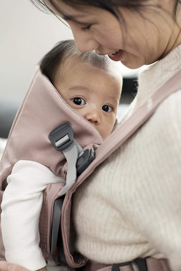 BabyBjörn Baby Carrier Mini, Cotton, Dusty Pink Newborn Carrier (7-25 lbs), Ergonomic, Easy-to-Use-CubbioJoy