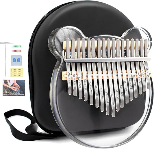 Acrylic Kalimba Thumb Piano,YUNDIE Portable 17 Keys Mbira Crystal Finger Piano, Musical Instruments Birthday Gift for Kid Adult Beginners Professional(Clear) (17 Keys)-CubbioJoy