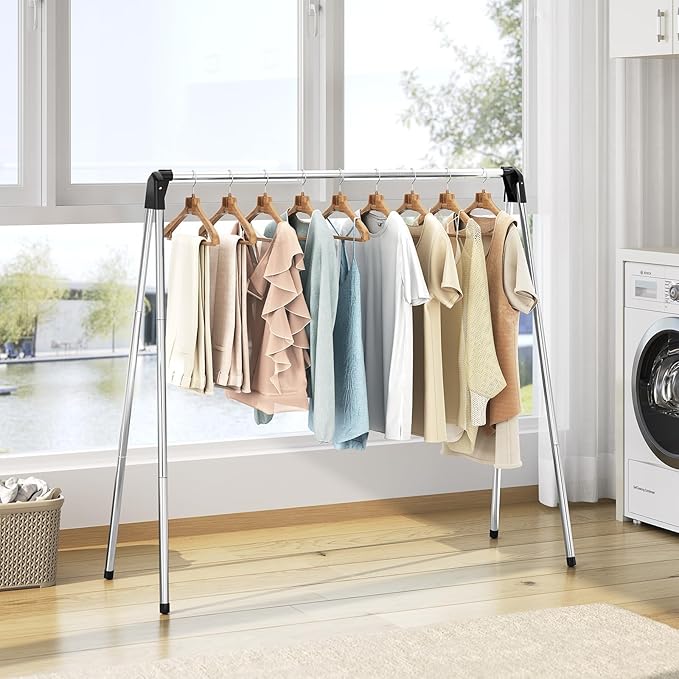 APEXCHASER Foldable Clothes Drying Rack, 55'' Collapsible Laundry Clothes Airer Width Heavy Duty Hanger for Sweaters Baby Clothes Towels Portable Indoor Outdoor for Home Travel-CubbioJoy