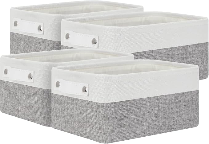 Bidtakay Small Storage Baskets for Organizing [4-Pack] Fabric Storage Bins for Baby Organizer Shelf Baskets for Nursery Storage Collapsible Closet Storage Bins for Home Organization - 11.8x7.8x5 In-CubbioJoy