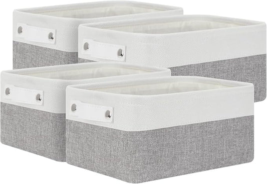 Bidtakay Small Storage Baskets for Organizing [4-Pack] Fabric Storage Bins for Baby Organizer Shelf Baskets for Nursery Storage Collapsible Closet Storage Bins for Home Organization - 11.8x7.8x5 In-CubbioJoy