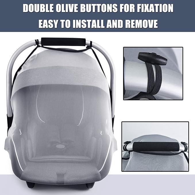 Baby Mosquito Net for Infant Car Seats,Infant Stroller and Bassinets, Carrier,Breathable with Elastic Netting for Easy Fitting, Portable Durable & Long Lasting Infant Insect Shield Netting (White)-CubbioJoy