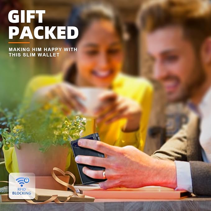 BULLIANT Men Wallet,Money Clip Wallet Slim For Gift Men 9Cards-Metal Credit Card Case in Magnetic Leather Flip-CubbioJoy