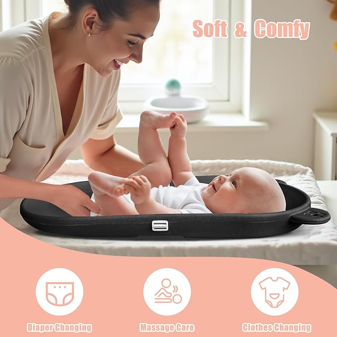 Changing Pad, Wipeable Diaper Changing Pad with Safety Belt for Changing Table, Nursery, Dresser, EVA Non-Slip Baby Changing Table Pad, Black-CubbioJoy