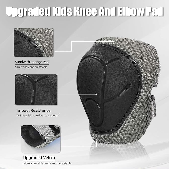 Kids Bike Helmet and Pads Set for Ages 2–14, CPSC Certified Adjustable Helmet with Knee Elbow Wrist Guards, for Skateboard, Scooter, Skating, Rollerblading, Multi-Sport Protective Gear-CubbioJoy