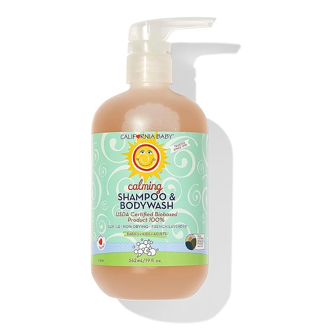 California Baby Calming Baby Shampoo + Baby Wash | 100% Plant-Based | Lavender Body Wash For Sensitive Skin | Hypoallergenic | 562 mL / 19 oz.-CubbioJoy