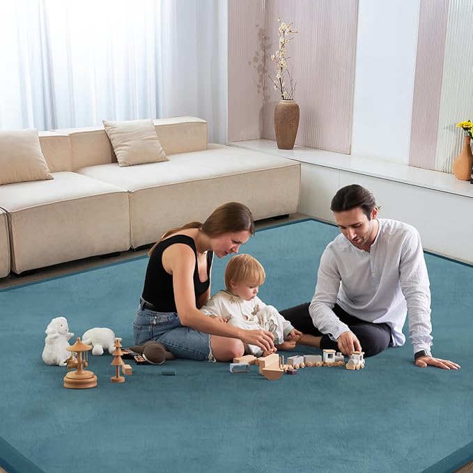 Baby Play Mat 1.2" Thick Memory Foam Nursery Rug Area Rug, 9’2” X 6’7” Yoga Mat Playmat Crawling Mat for Baby,Toddlers, Infants, Kids,Floor Mat Tatami Mat for Living Room with Non-Slip(Green)-CubbioJoy