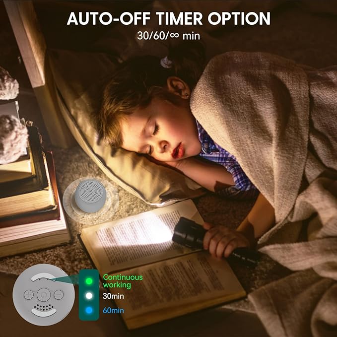 Babelio White Noise Sound Machine for Adults Kids Baby, Mini, 15 Non-looping Sounds, Timer, Memory Function, Easy to Pocket and Travel Gray-CubbioJoy