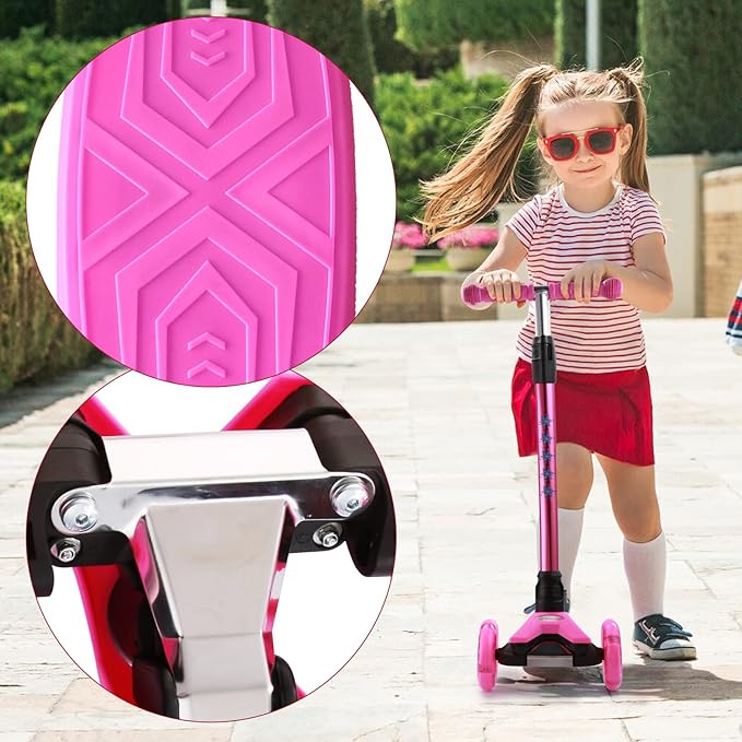 3 Wheel Scooter for Kids Ages 6-12,Kids Scooter with Light Up Wheels, Sturdy Deck Design, and 4 Height Adjustable Suitable for Kid Ages 3-12-CubbioJoy