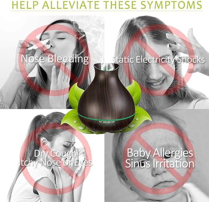 BZseed Aromatherapy Essential Oil Diffuser, 550ml Ultrasonic Fragrant Oil Large Room Humidifier, Diffusers for Home with Timer and Waterless Auto-Off, 7 Color LED Lights,Cool Mist Humidifiers-CubbioJoy